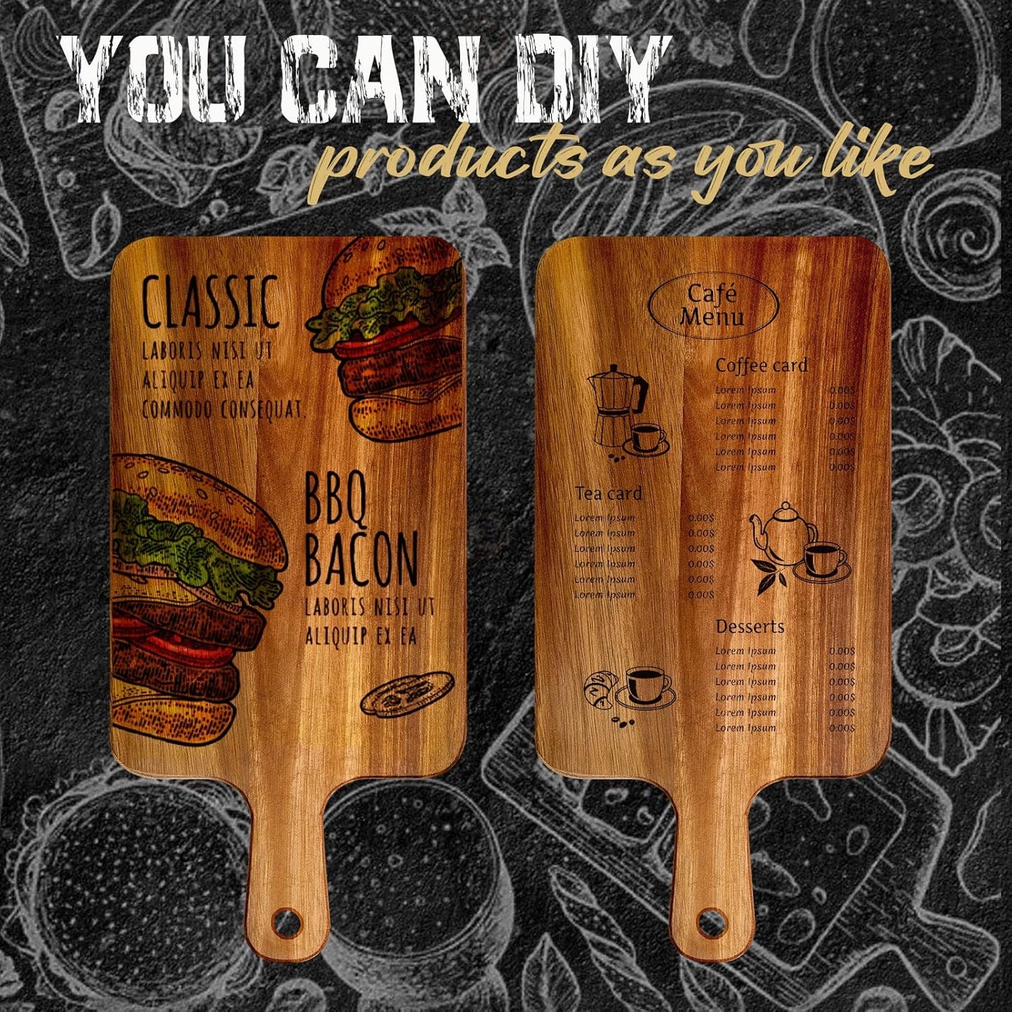 Nuenen 30 Pcs Wood Cutting Board with Handle 15.7 x 7.8 Inch Acacia Bamboo Wooden Serving Kitchen Chopping Boards for Pizza, Bread, Cheese, Charcuterie, Fruit, Vegetables (Acacia)