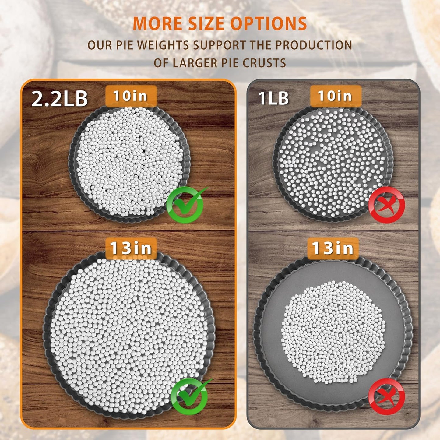 MOBYKE Pie Weights for Blind Baking, 2.2 LB Ceramic Pie Weights Blind Baking Beads Pie Weights for Baking Crust Reusable Natural Ceramic Stoneware with Storage Box…, big white