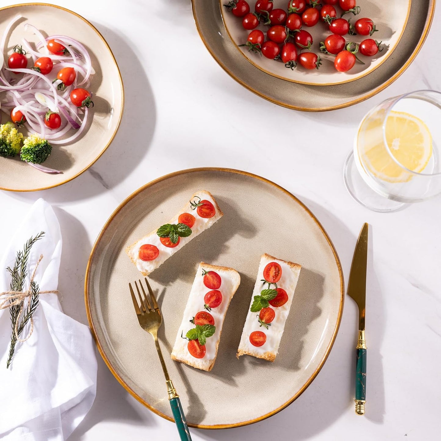 AmorArc Ceramic Plates Set of 5, 8.5 Inch Handmade Reactive Glaze Stoneware Plates set for Dessert, Salad, Appetizer, Small Dinner Plates, Microwave&Dishwasher Safe, Scratch Resistant