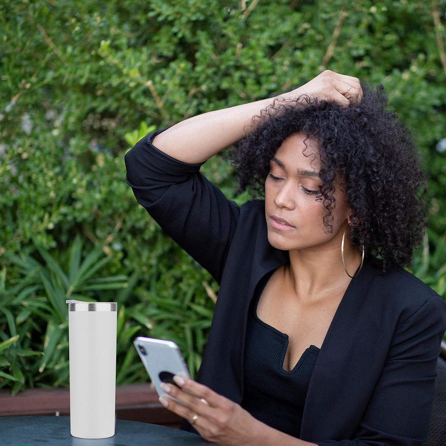 HASLE OUTFITTERS 20 oz Skinny Tumblers Bulk Set, Stainless Steel Insulated Slim Tumblers with Lids, Reusable Double Wall Travel Coffee Mugs, Durable Powder Coated Travel Water Cups(White, 8)