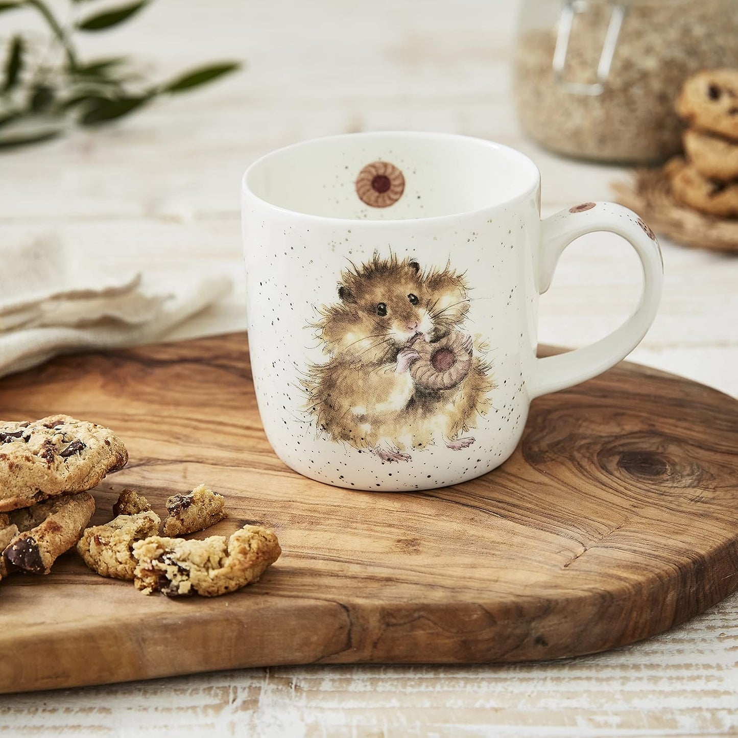 Royal Worcester Wrendale Designs Farmhouse Style Mug, Diet Starts Tomorrow - 14 oz Fine Bone China Mug with Hamster Illustration for Cozy Kitchen Vibes - Floral Drinkware for Daily Comfort