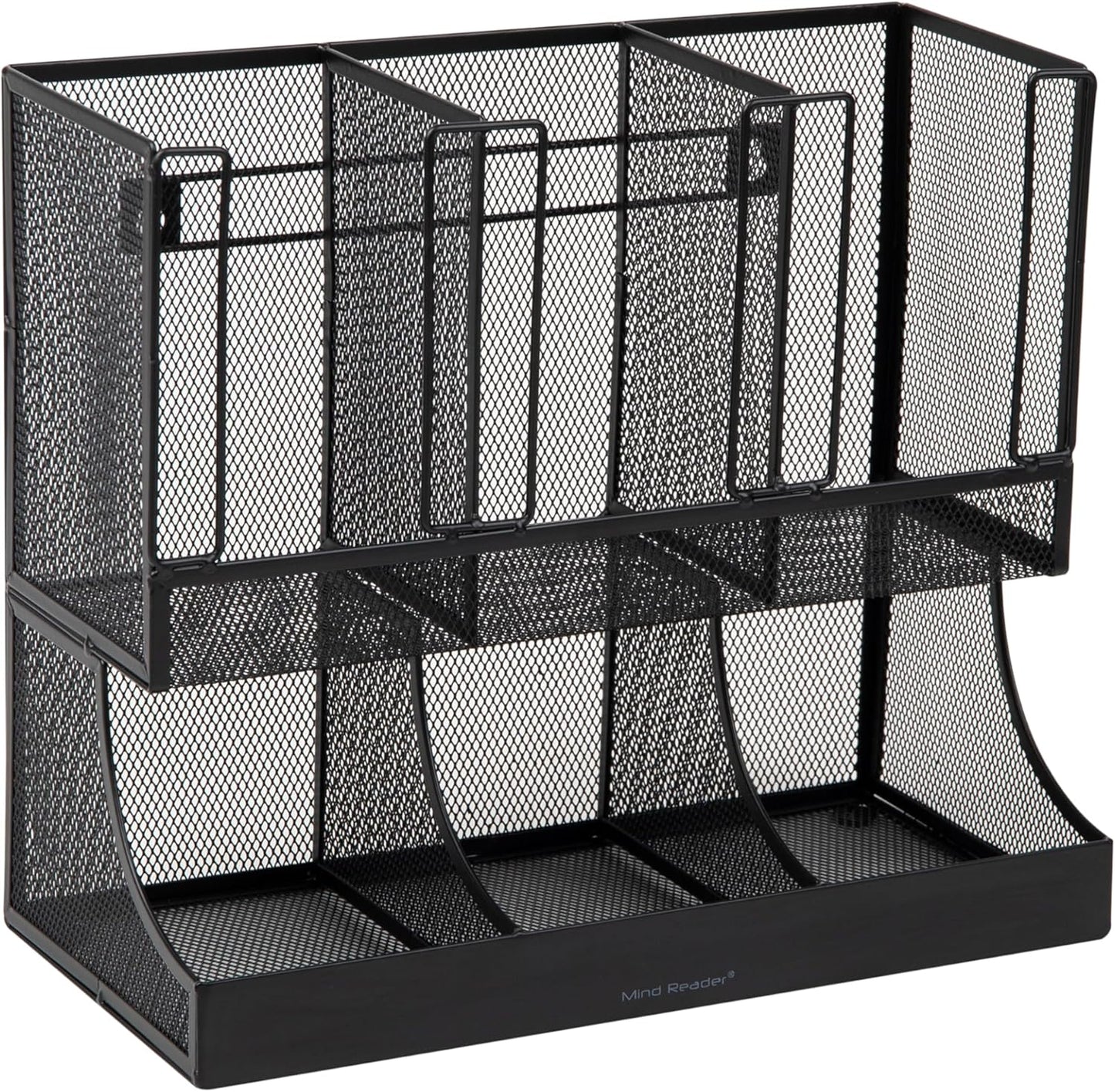 Mind Reader Multipurpose Countertop Organizer, Office Breakroom and Desktop Storage, Metal Mesh, Black