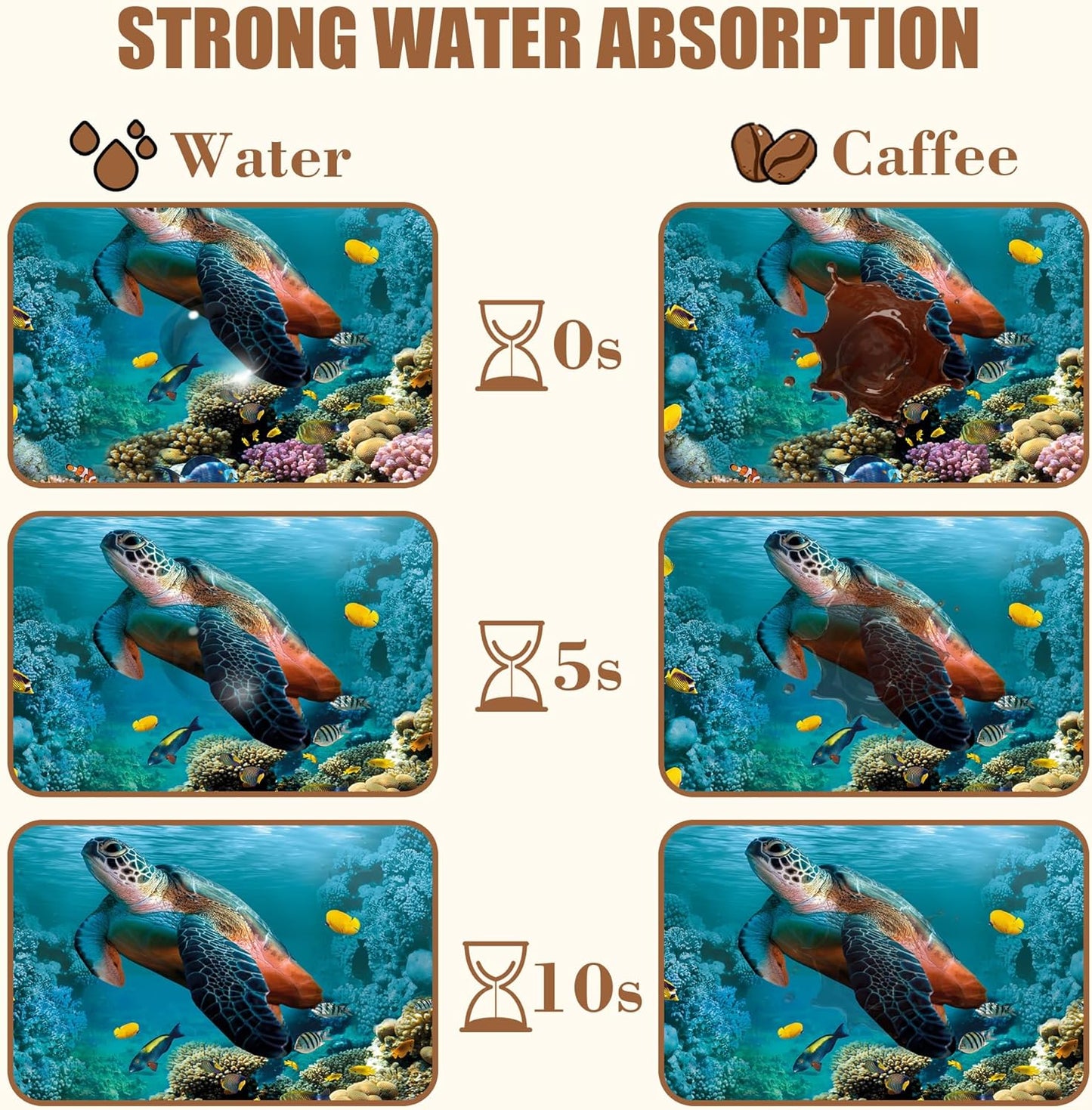 Sea Turtle Coffee Mat Absorbent Dish Drying Mat for Kitchen Counter Hide Stain Rubber Backed Coffee Bar Accessories Fit Under Espresso Machine Dish Rack, 15.7 x 23.6 Inch