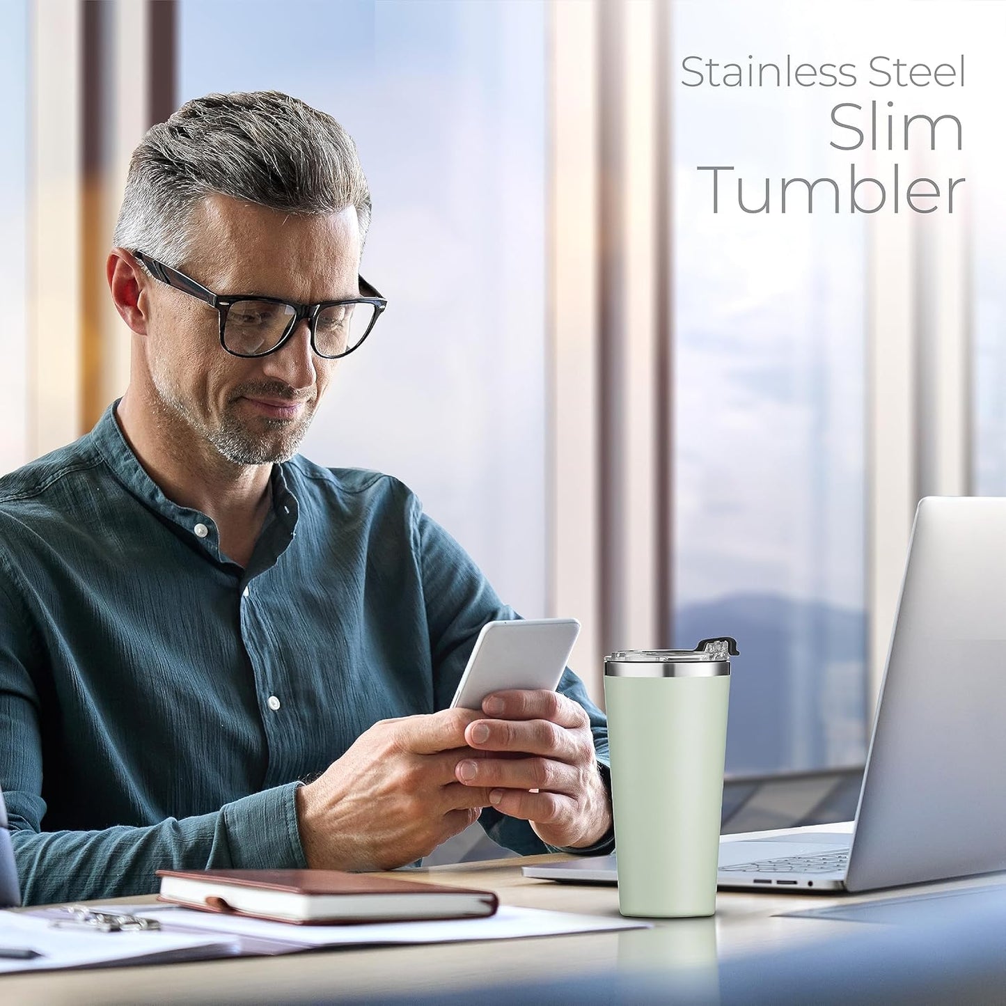 SIPX™ Triple-Insulated Tumblers - 16oz. Premium Modern Tumbler With Lid, insulated Cup Keeps Hot For 6 Hours, Stainless Steel Tumbler Made Of Sustainable Material, Coffee Travel Mug For Home & Office