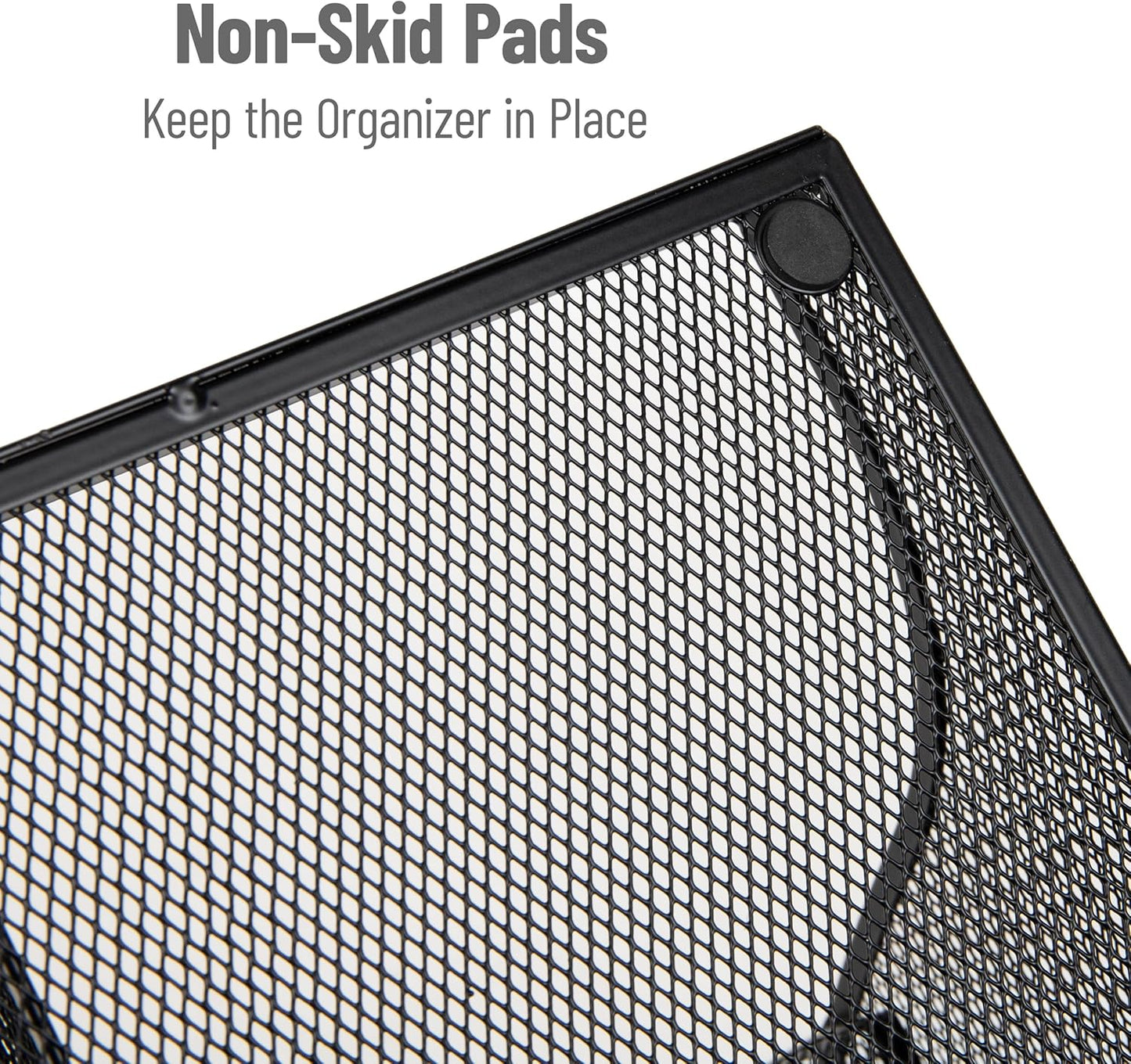 Mind Reader Countertop Organizer, 3-Tier Desktop Storage Rack, Office Breakroom Supply Caddy, Metal Mesh, Black