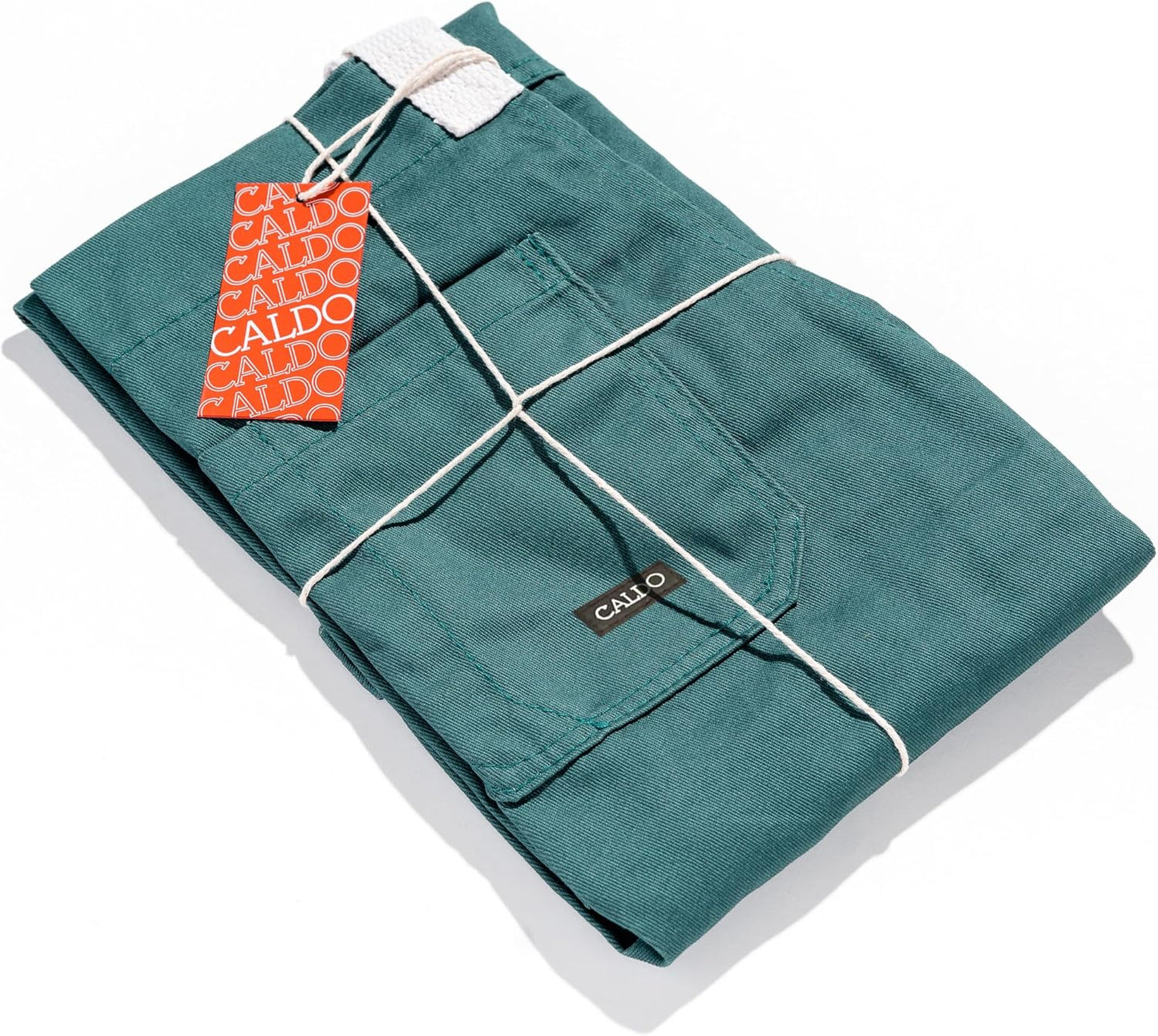 Caldo Daily Cotton Kitchen Apron for Cooking- Mens and Womens Professional Chef or Server Bib Apron - Adjustable Straps with Pockets and Towel Loop (Spruce)