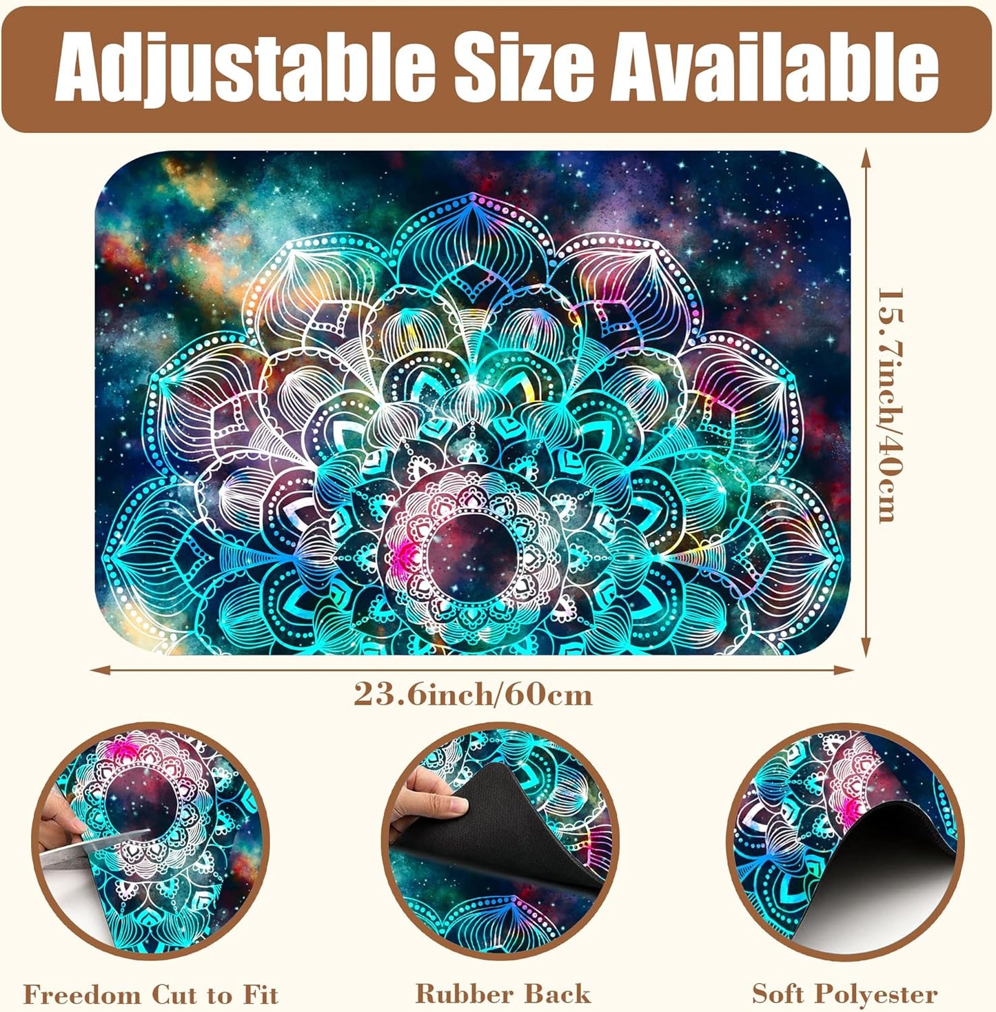 Abstract Mandala Galaxy Star Dish Drying Mat for Kitchen Counter Coffee Mat Hide Stain Absorbent Rubber Backed Dish Drainer Rack Pad Espresso Machine Coffee Bar Accessories 15.7 x 23.6 Inch