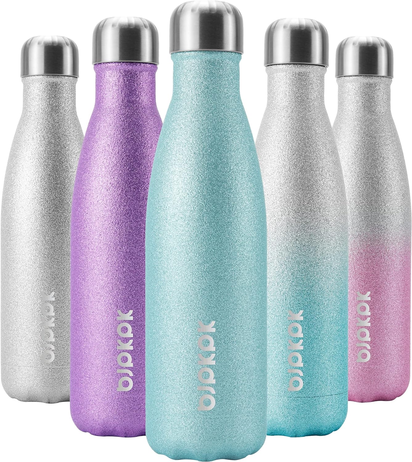 BJPKPK 17oz Insulated Water Bottles Stainless Steel,Sports Water Bottles Keep Cold for 24 Hours and Hot for 12 Hours,BPA Free,Glitter Ice Blue